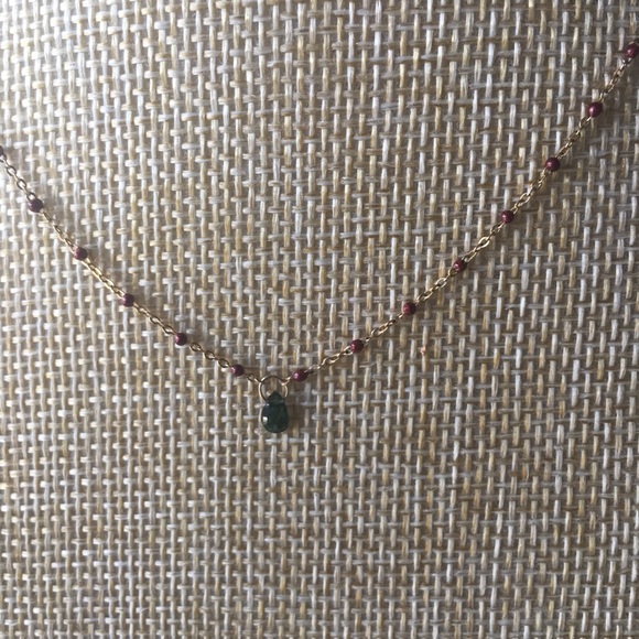 tourmaline and enamel necklace 14k gold filled - Picture 4 of 4